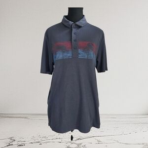 Travis Matthew Blue Polo Shirt With Palm Tree Design Size Med